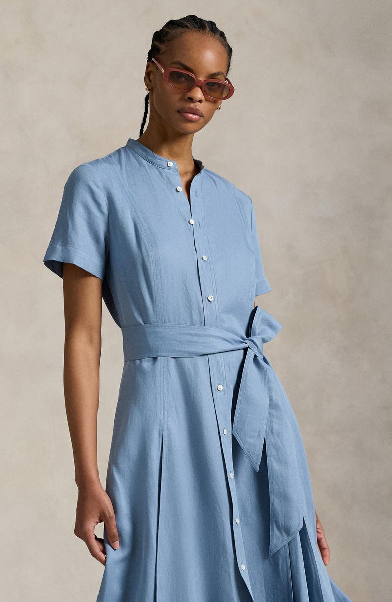 Polo Ralph Lauren Belted Silk Blend Maxi Shirtdress, Alternate, color, 