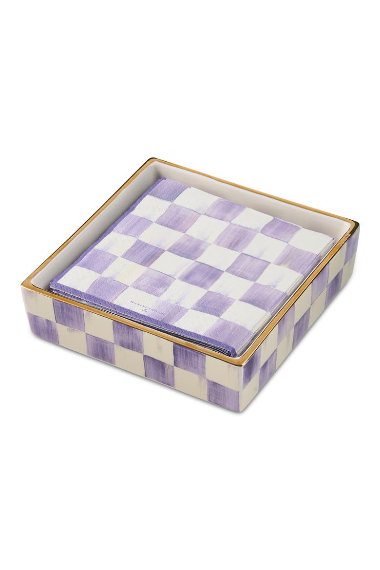 Violet Check Cocktail Napkin Holder, Main, color, PURPLE