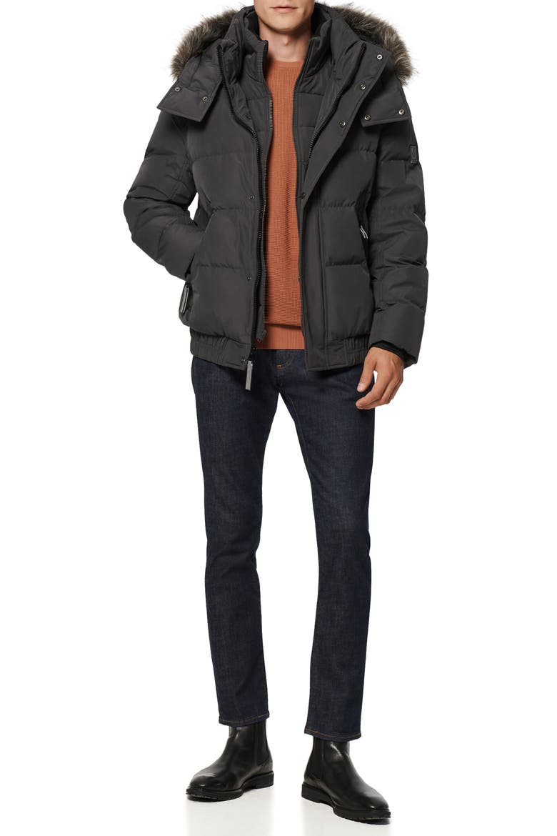Umbra Faux Fur Trim Quilted Jacket, Alternate, color, CHARCOAL