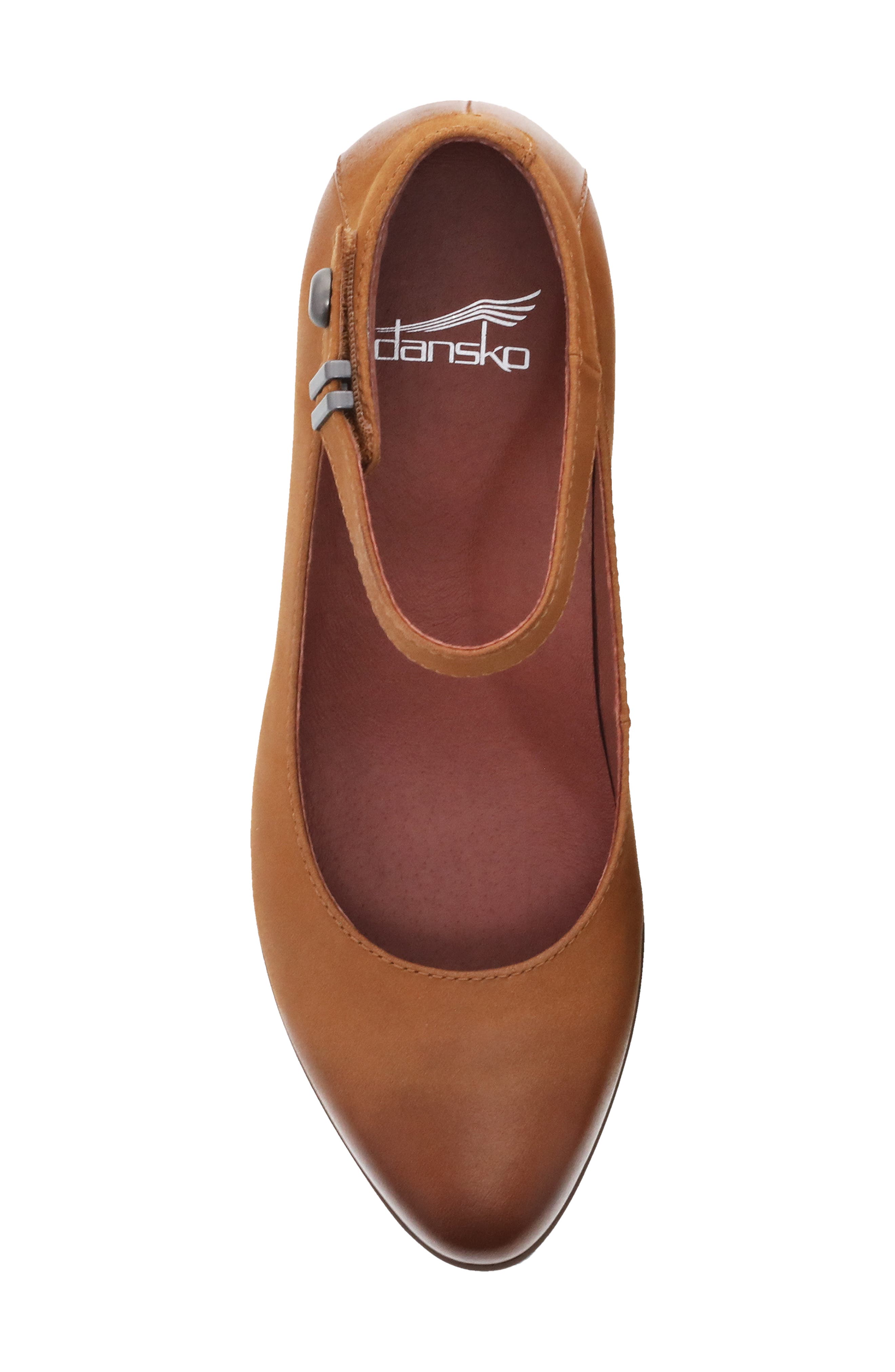 Shaylee Waterproof Ankle Strap Pump, Alternate, color, LUGGAGE WATERPROOF LEATHER