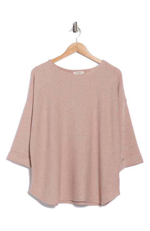 Three-Quarter Sleeve Rib Top (Plus)