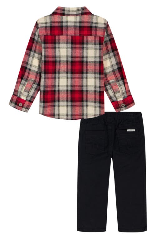 Calvin Klein Kids' Woven Button-up & Pants Set In Red