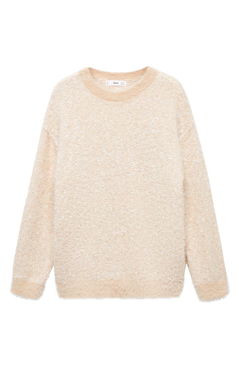 MANGO Faux Fur Trim Sweater, Alternate, color, 