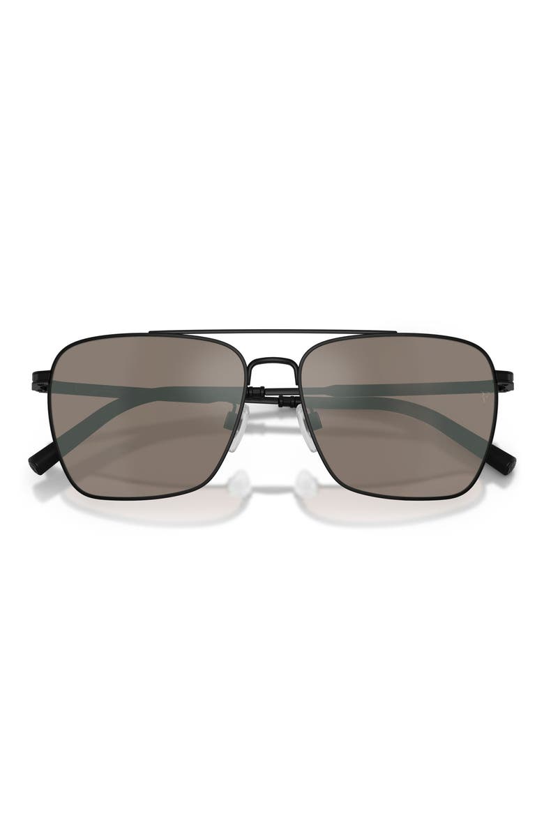 x Roger Federer R-15 56mm Square Sunglasses, Alternate, color, MATTE BLACK / SIERRA MIRROR