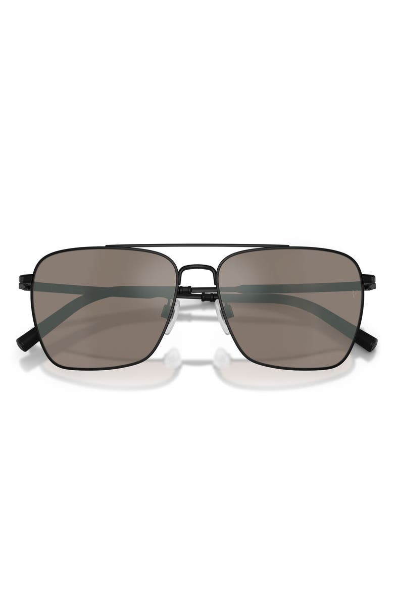 Oliver Peoples x Roger Federer R-15 56mm Square Sunglasses, Alternate, color, Matte Black / Sierra Mirror