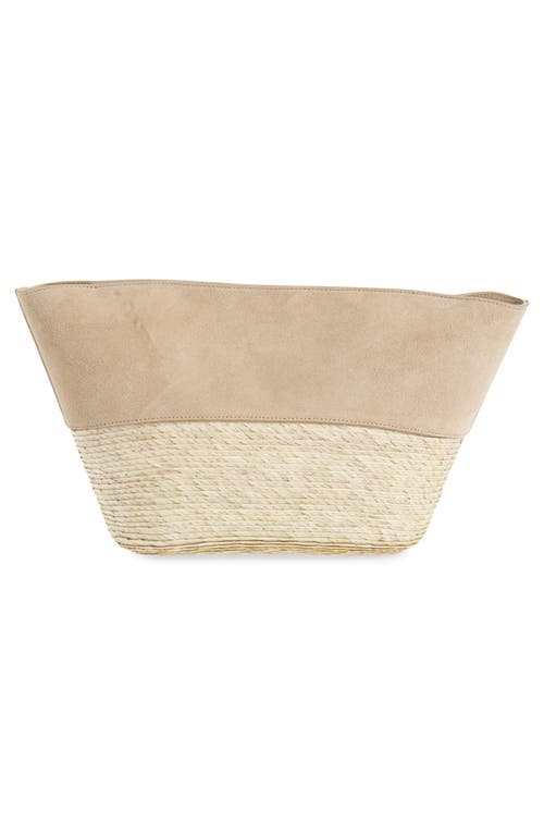 Altuzarra Suede & Palm Straw Basket Clutch In Brown
