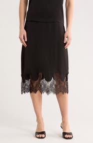 NSR Satin Lace Midi Skirt