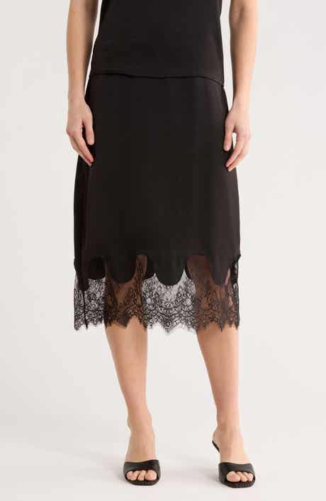 NSR Satin Lace Midi Skirt