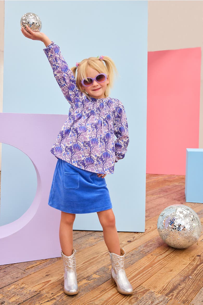 Kids' Velour Patch Pocket Skort, Alternate, color, Regent's Blue