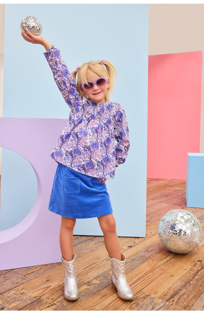 BISBY Kids' Velour Patch Pocket Skort, Alternate, color, Regent's Blue