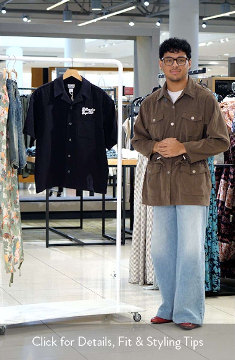 BB Script Embroidered Cotton Seersucker Camp Shirt, sales video thumbnail