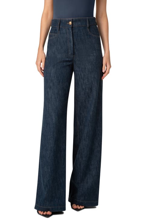 Cooper High Waist Wide Leg Cotton & Wool Blend Jeans