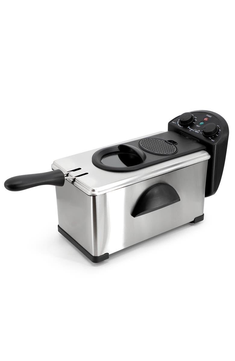 Megachef 3.17 Quart Stainless Steel Electric Deep Fryer with Timer, Alternate, color, Grey