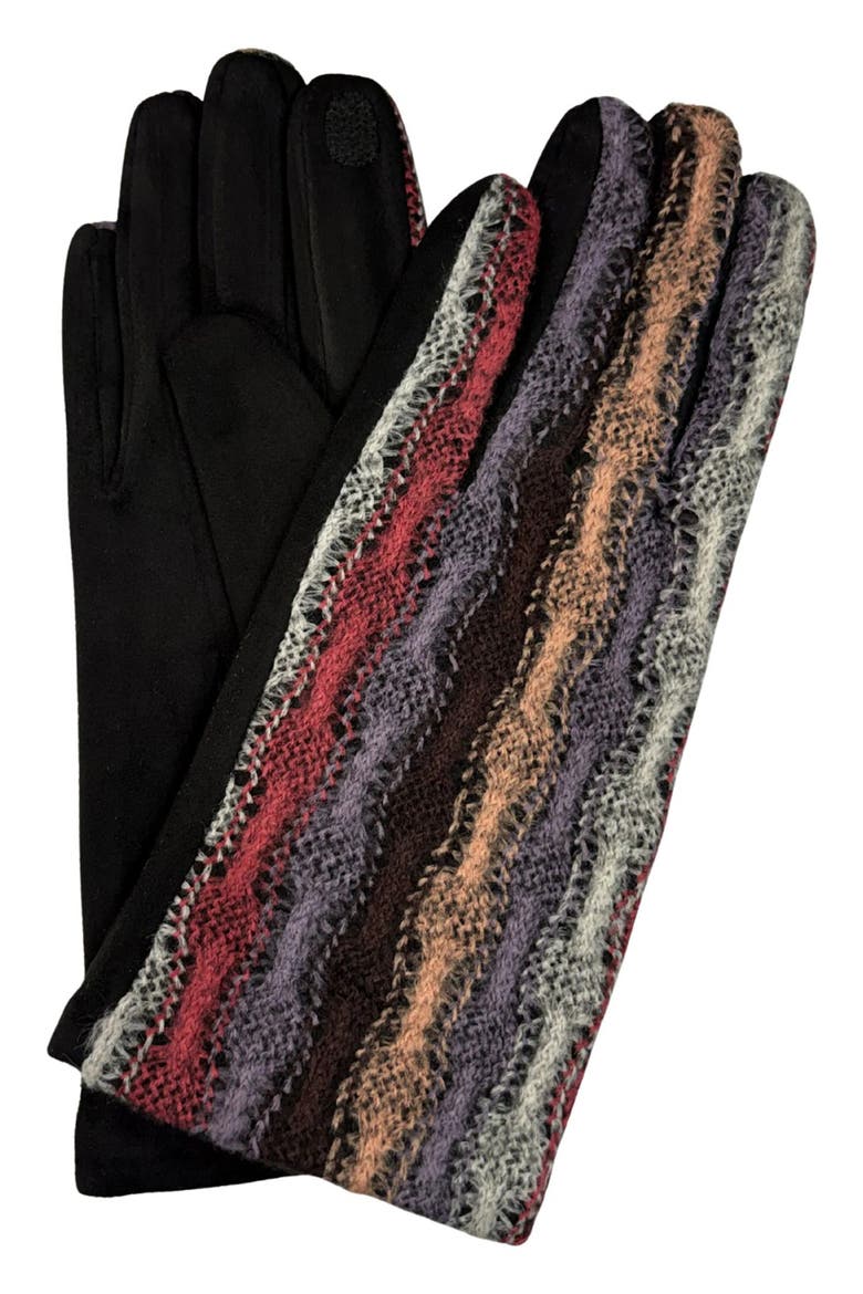 Tech Knit Overlay Faux Suede Gloves, Main, color, BLACK MULTI