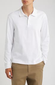Vince Long Sleeve Peached Cotton Jersey Polo