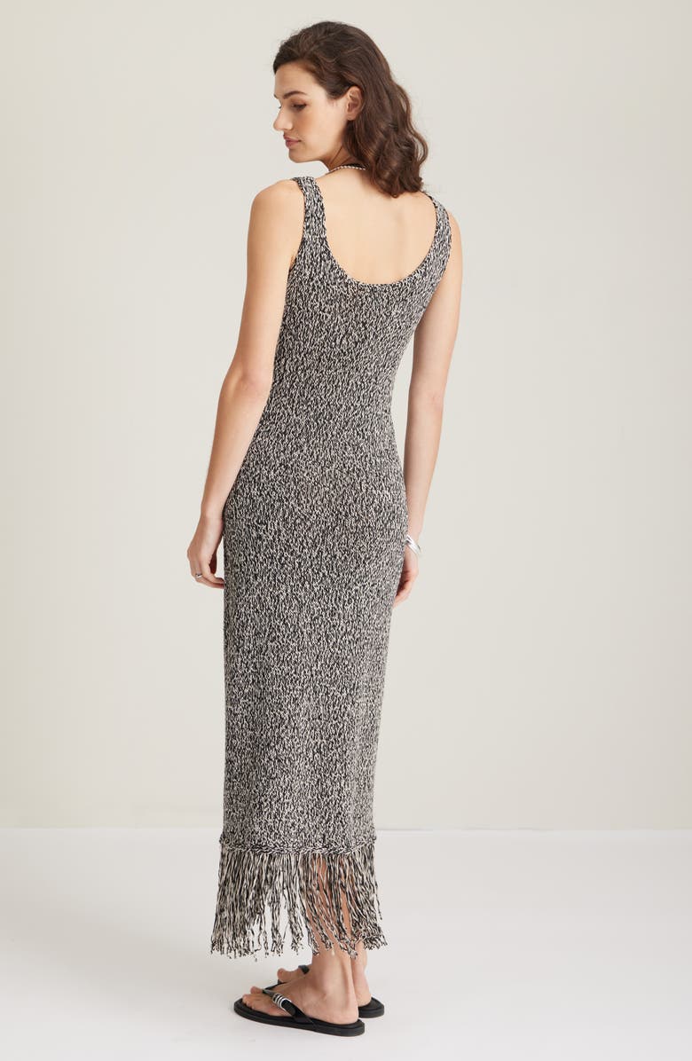 Nordstrom Fringe Maxi Sweater Dress, Alternate, color, Black- Beige Marl