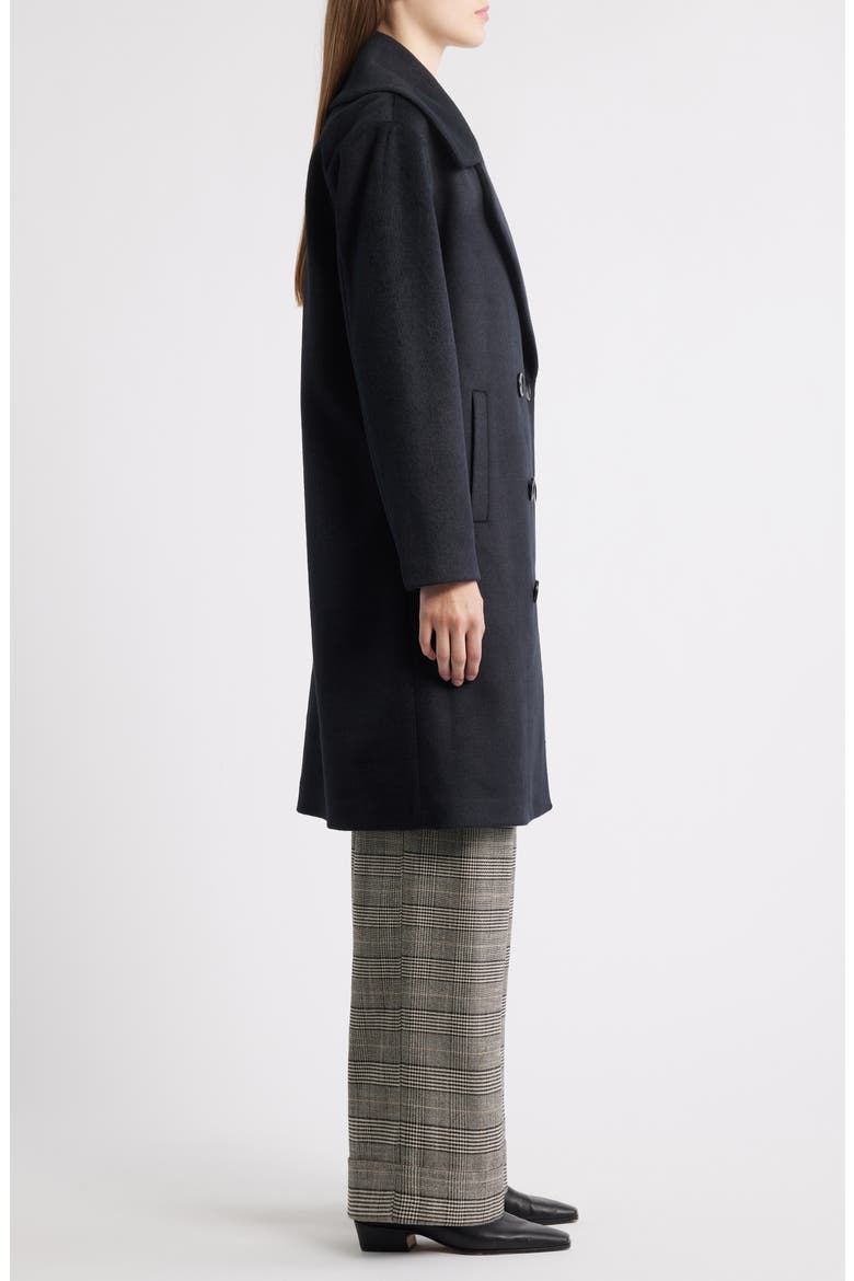 Double Breasted Knit Coat, Alternate, color, BLACK