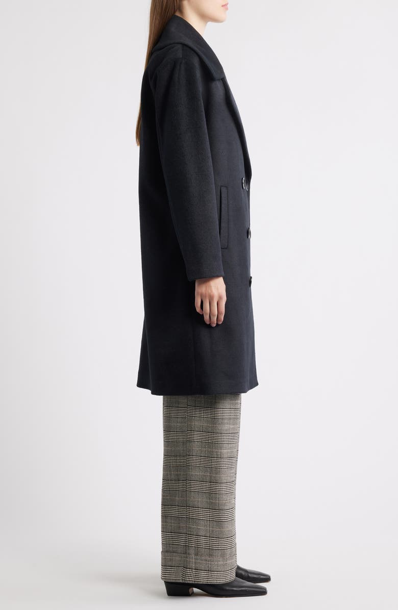 Bernardo Double Breasted Knit Coat, Alternate, color, Black