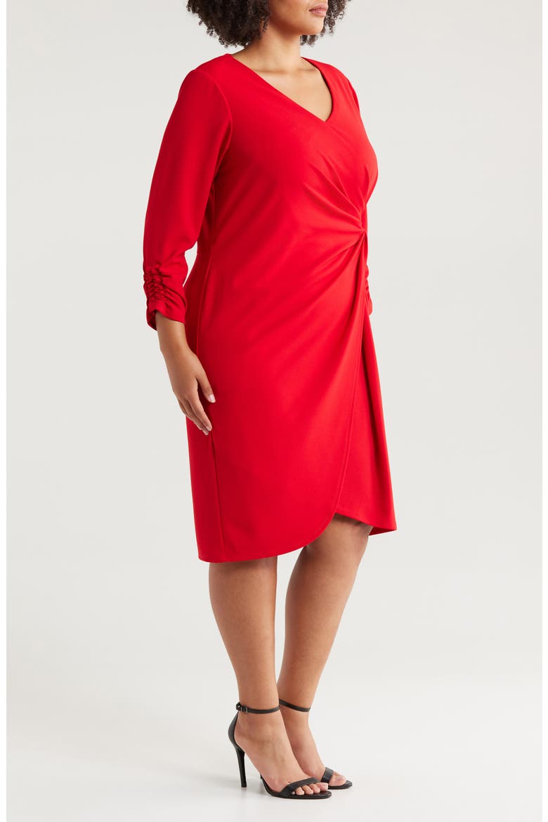 Side Knot Crepe Dress, Alternate, color, CRIMSON