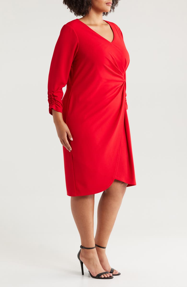 Tahari ASL Side Knot Crepe Dress, Alternate, color, 