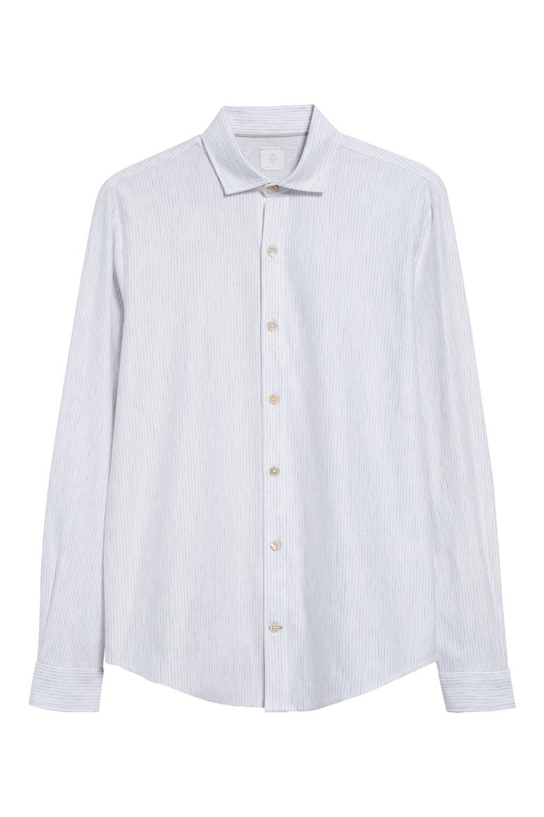 Dandy Pinstripe Cotton Button-Up Shirt, Alternate, color, LIGHT MELANGE GREY