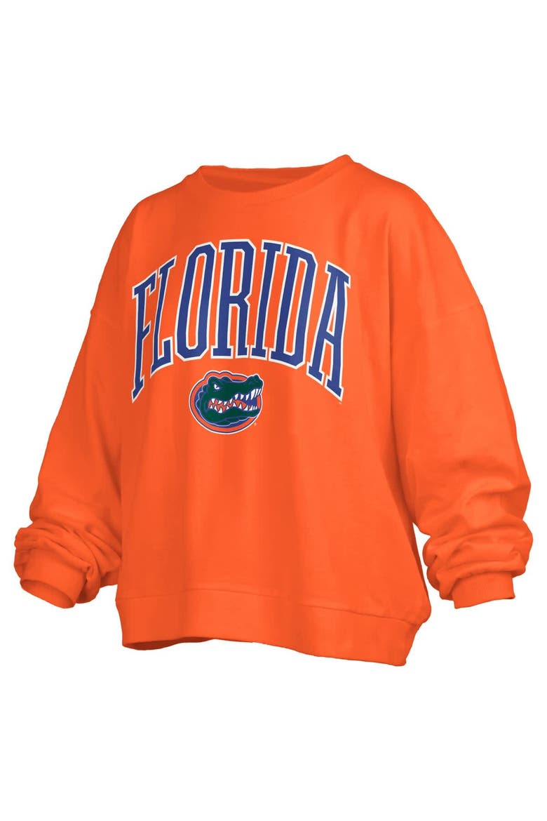 Women's Pressbox Orange Florida Gators Janise Arch Over Logo Waist Length Oversized Pullover Sweatshirt, Alternate, color, Orange