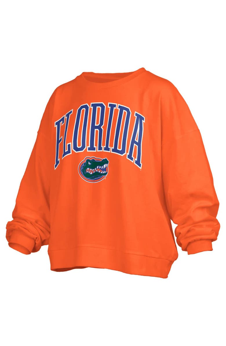 PRESSBOX Women's Pressbox Orange Florida Gators Janise Arch Over Logo Waist Length Oversized Pullover Sweatshirt, Alternate, color, Orange