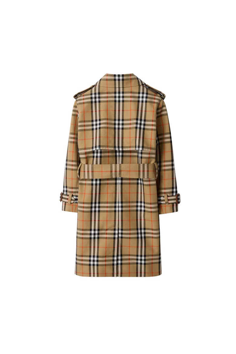 Check Cotton Twill Trench Coat, Alternate, color, Sand beige