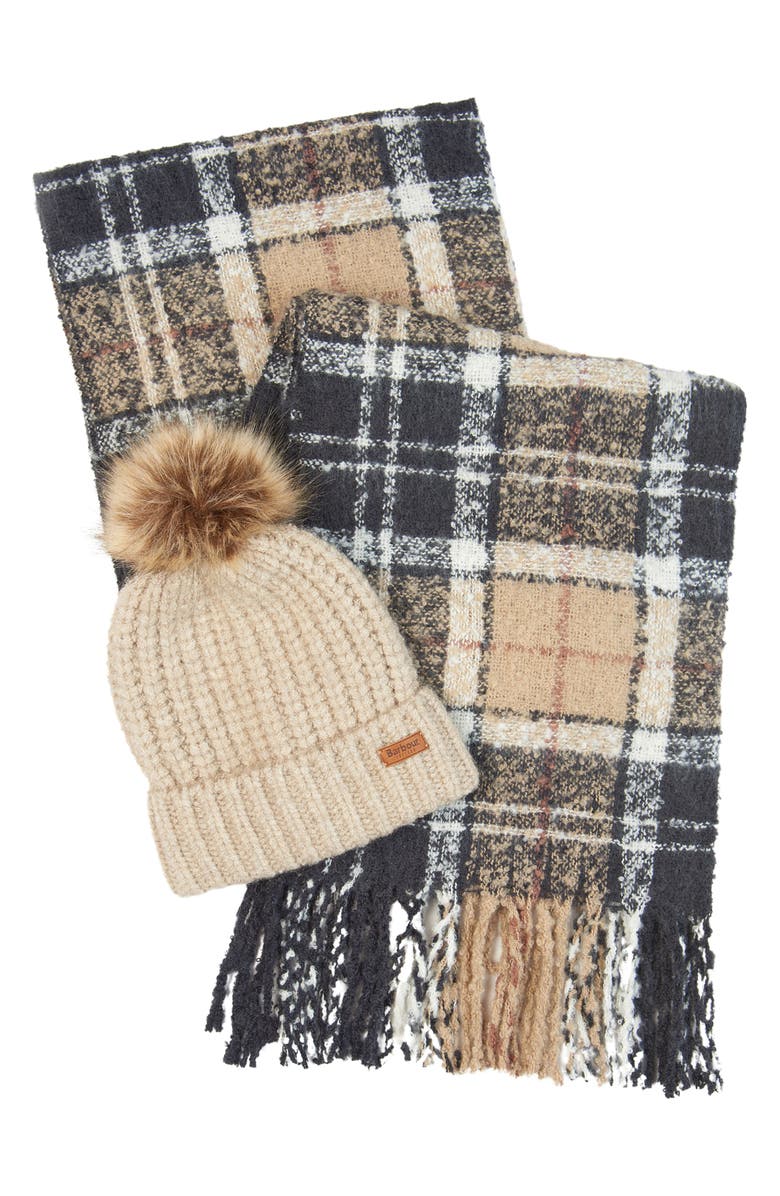 Barbour Saltburn Faux Fur Beanie & Scarf Set, Alternate, color,