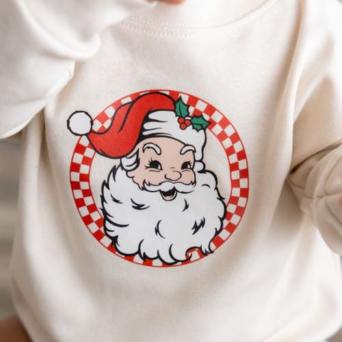 Sweet Wink Retro Santa Christmas Long Sleeve Romper In Natural