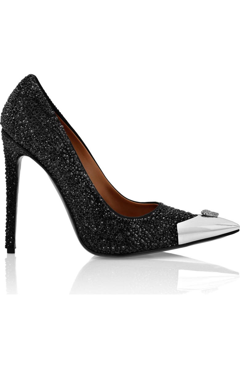 PHILIPP PLEIN Satin Hi-Heels Mix Strass Women, Alternate, color, Black