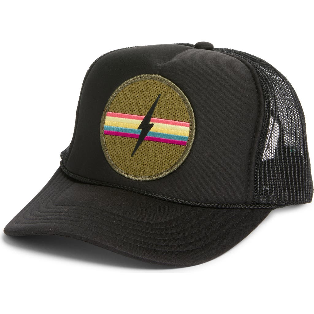 Friday Feelin ' Lightening Bolt Patch Trucker Hat In Black