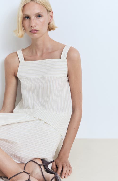 Mango Stripe Asymmetric Midi Skirt In White