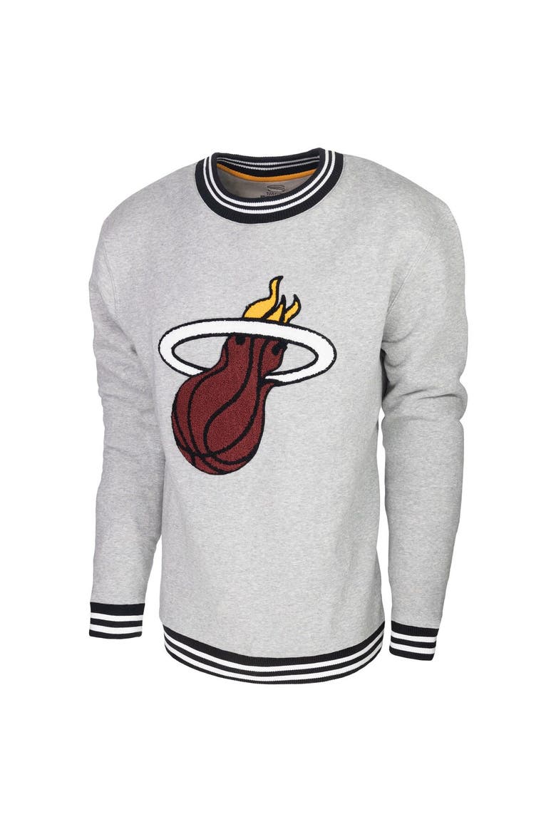 Men's Stadium Essentials Heather Gray Miami Heat Club Level Pullover Sweatshirt, Alternate, color, Heather Gray
