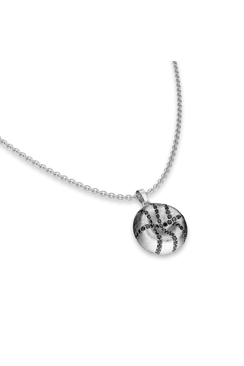 The Basketball Leaking Ball Diamond Pavé Necklace, Alternate, color, Silver / Black Diamond