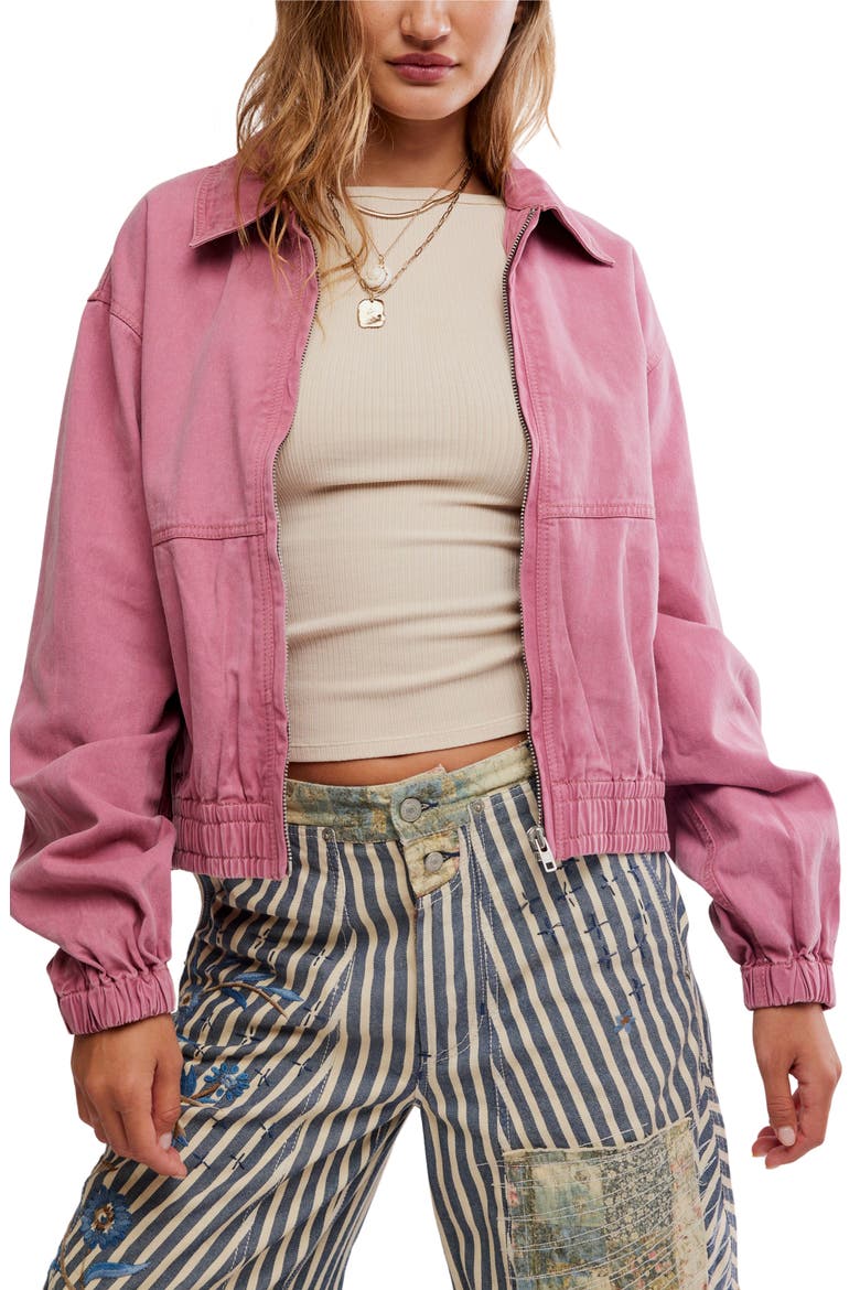 Birdie Cotton Bomber Jacket, Main, color, ROSE RASIN