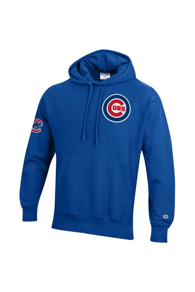 Men's Champion  Royal Chicago Cubs Reverse Weave Chenille Hoodie, Alternate, color, Royal