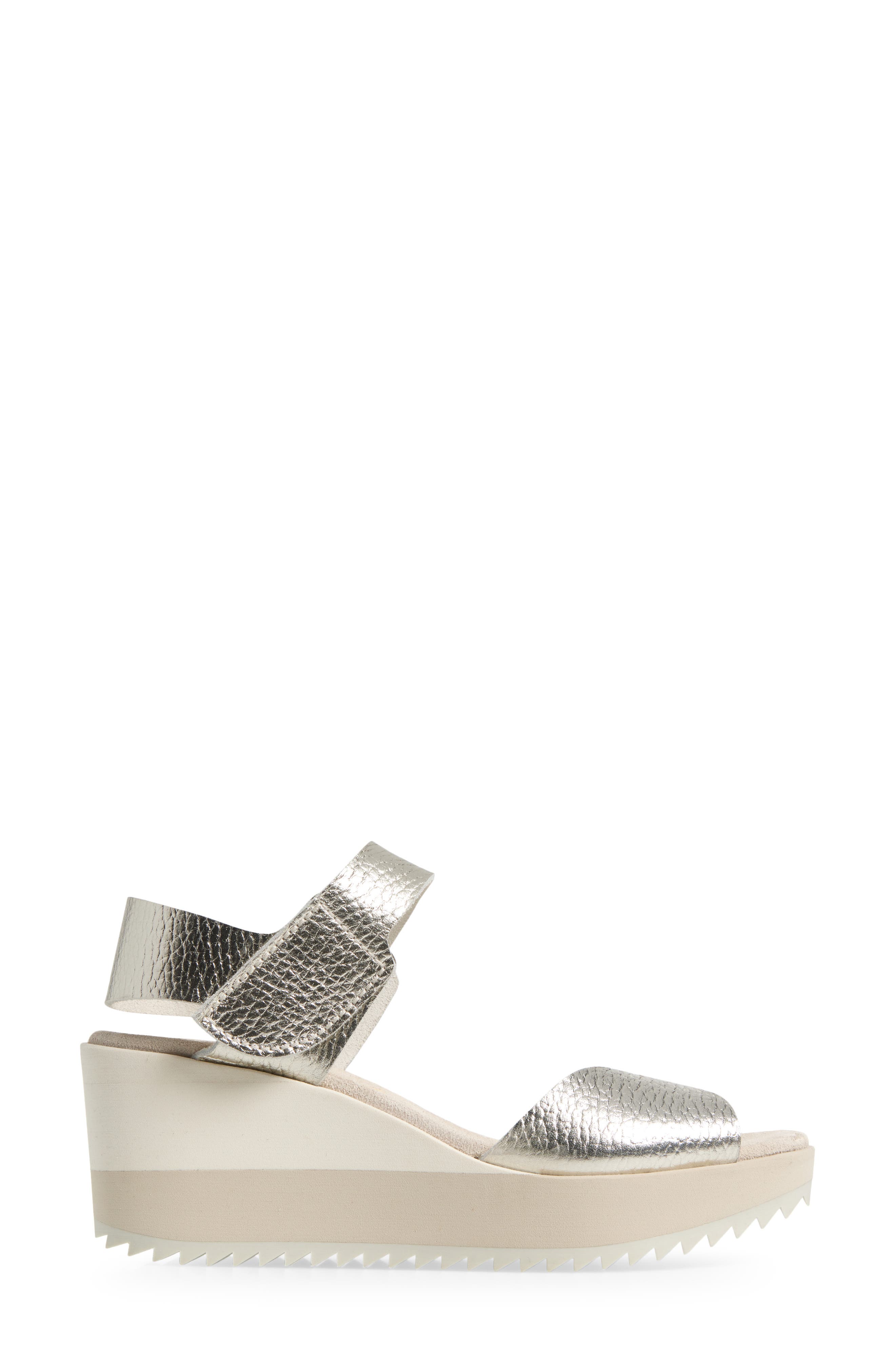 Fama Ankle Strap Wedge Sandal, Alternate, color, STERLING CERVO LAME