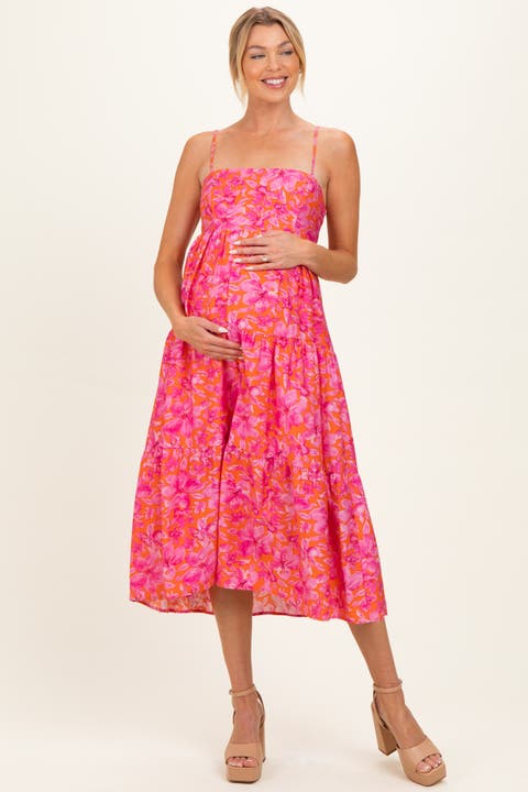 Floral Sleeveless Tiered Midi Dress