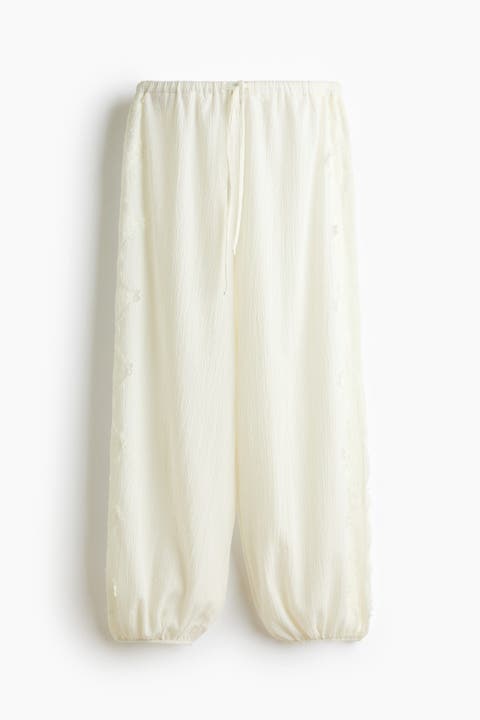 Lace-trimmed Balloon-leg Pants