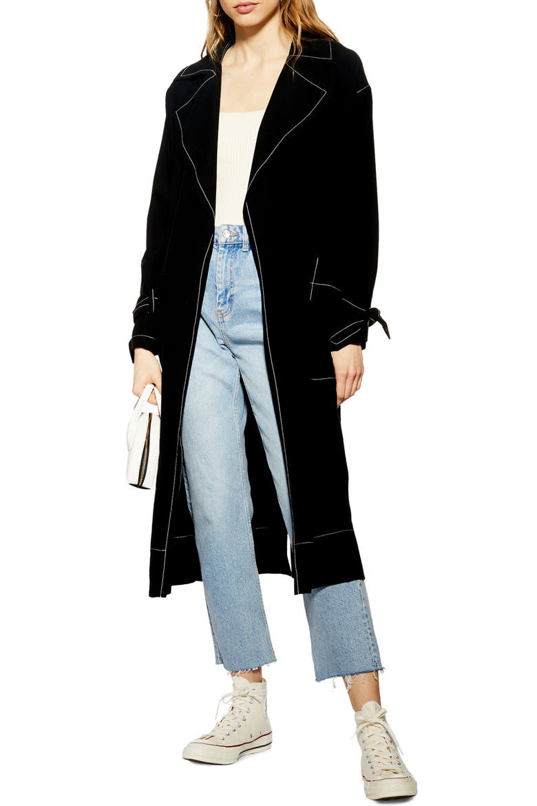 Belted Duster Coat, Main, color, BLACK