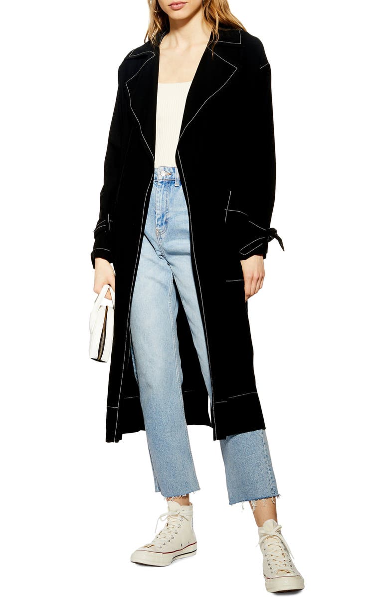 Topshop Belted Duster Coat, Main, color,