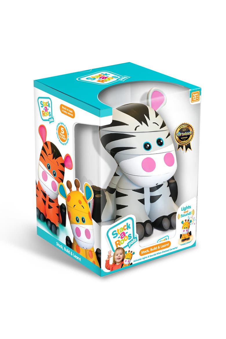 Stackaroos Pals Baby Zebra Lights & Sounds, 5 Piece Stacking Animal Tower, Main, color, Multicolored