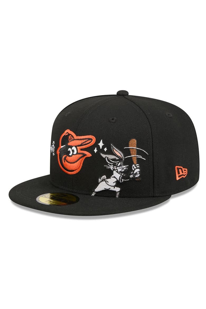 Men's New Era Black Baltimore Orioles Looney Tunes Bugs Bunny 59FIFTY Fitted Hat, Alternate, color, Black