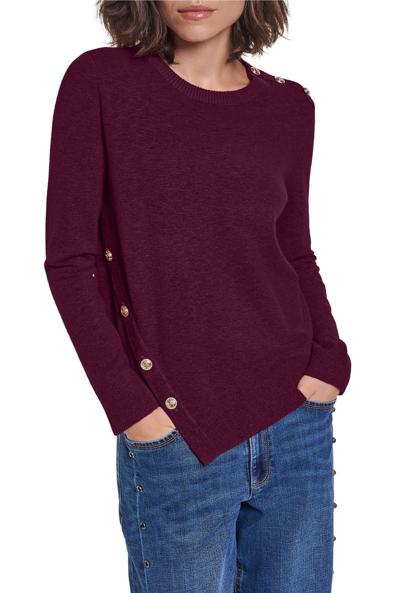 Button Detail Sweater, Main, color, CHERRY LACQUER