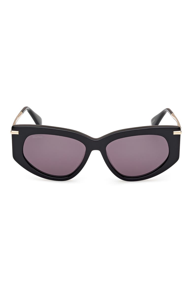 Beth 54mm Polarized Geometric Sunglasses, Main, color, SHINY BLACK / SMOKE