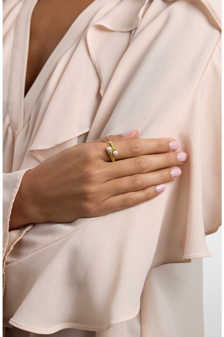 Cove Faux Pearl Bypass Ring, Alternate, color, GOLD