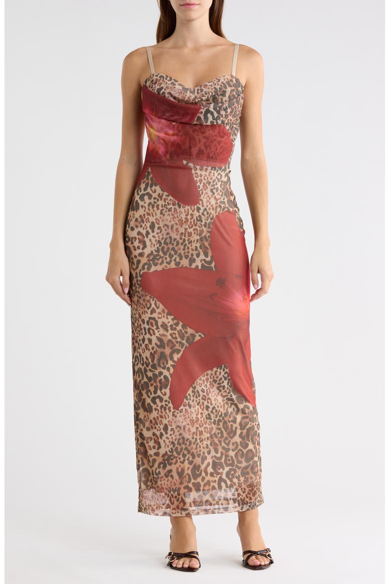 Cowl Neck Bustier Maxi Dress, Main, color, BURGUNDY COMBO