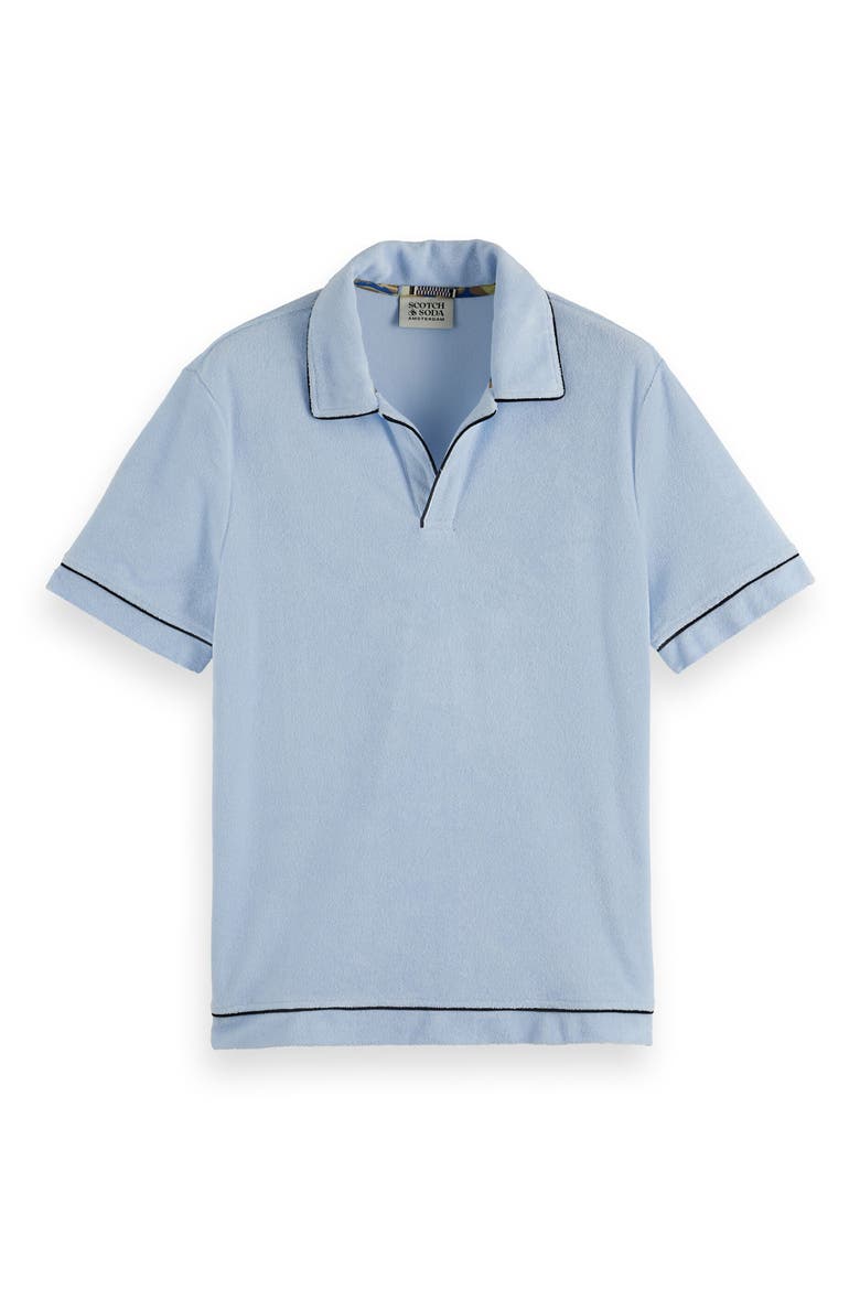 Towelling Cotton Terry Polo, Alternate, color, LIGHT SHIRTING BLUE