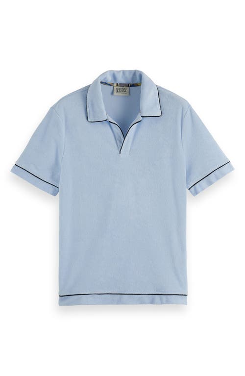 Scotch & Soda Towelling Cotton Terry Polo In Light Shirting Blue